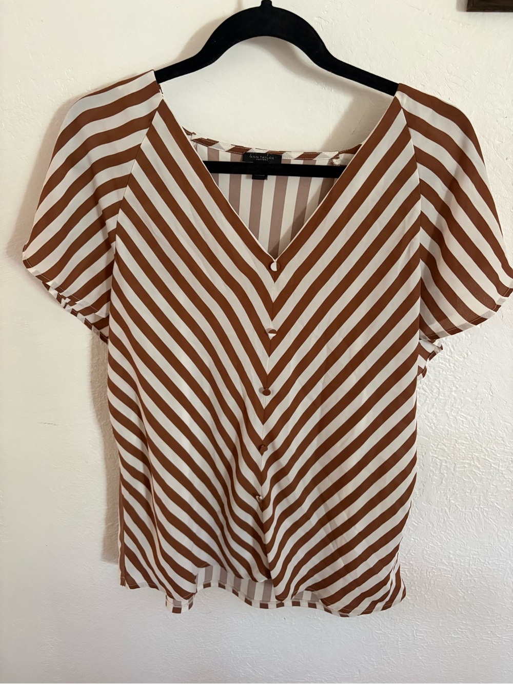 Anne Taylor striped button top blouse shirt